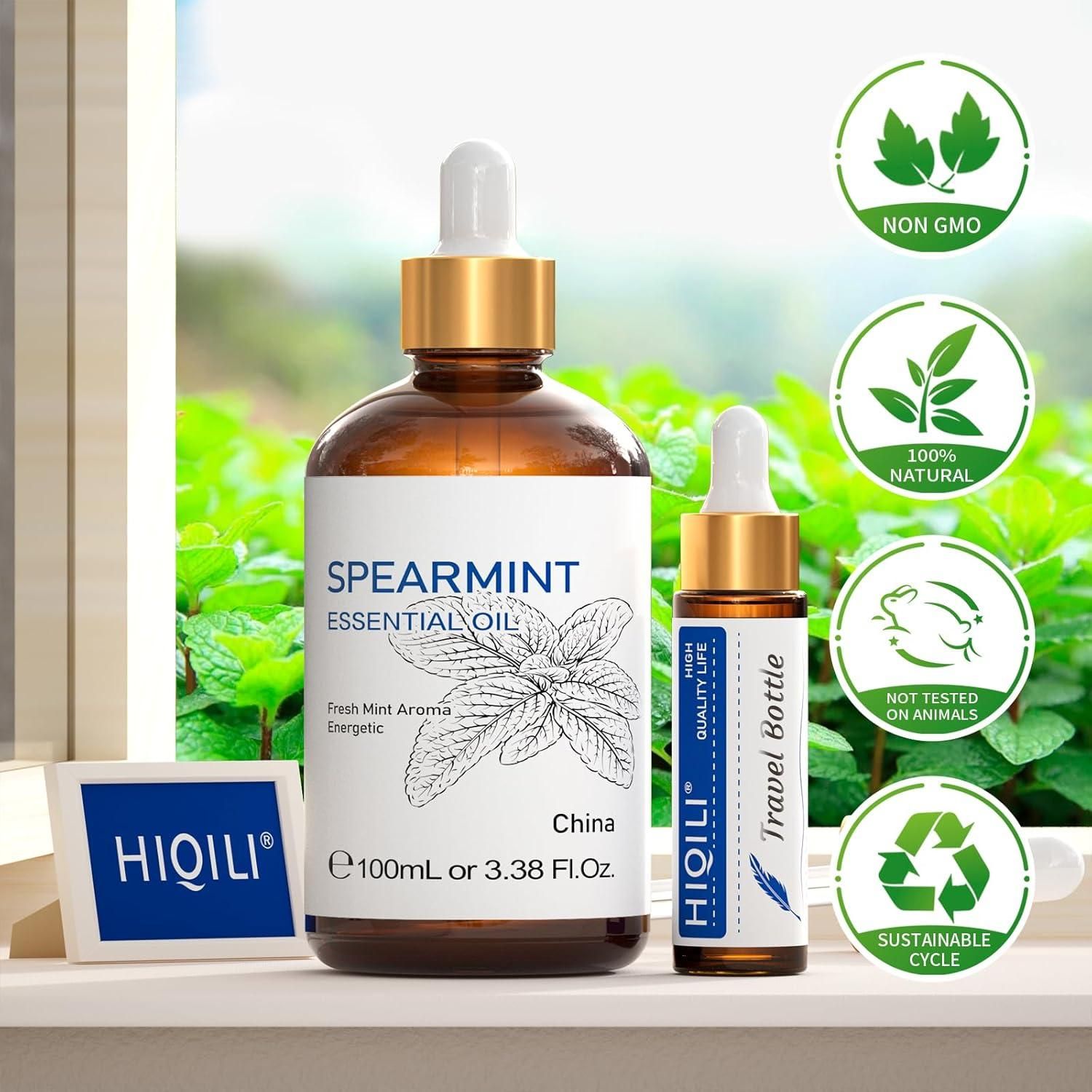 HIQILI Spearmint Essential Oil for Skin Care -100% Pure Treatment Grade - 100ml