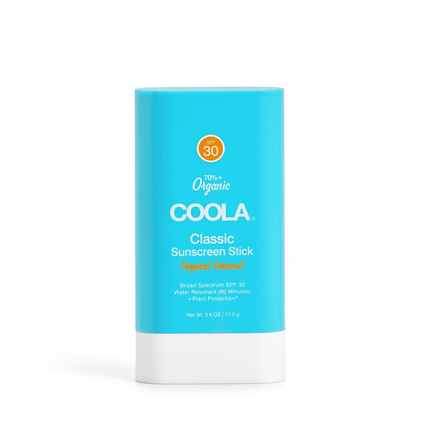 COOLA Classic Sunscreen Stick SPF 30 Tropical Coconut – 17g | Mess-Free, Travel-Friendly Sun Protection with Antioxidants
