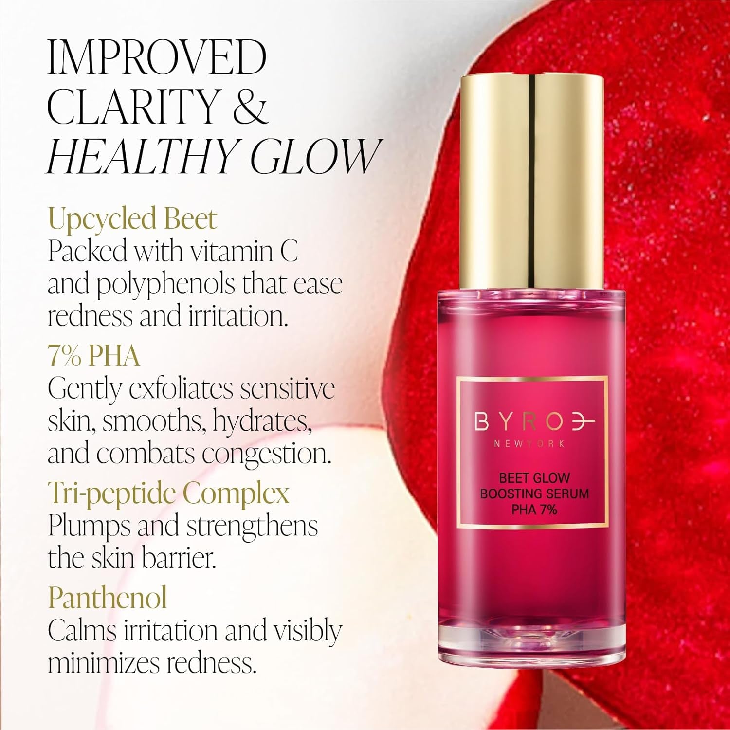 BYROE Beet Glow Boosting Face Serum – 30ml | Gentle Resurfacing & Hydrating Radiance Booster