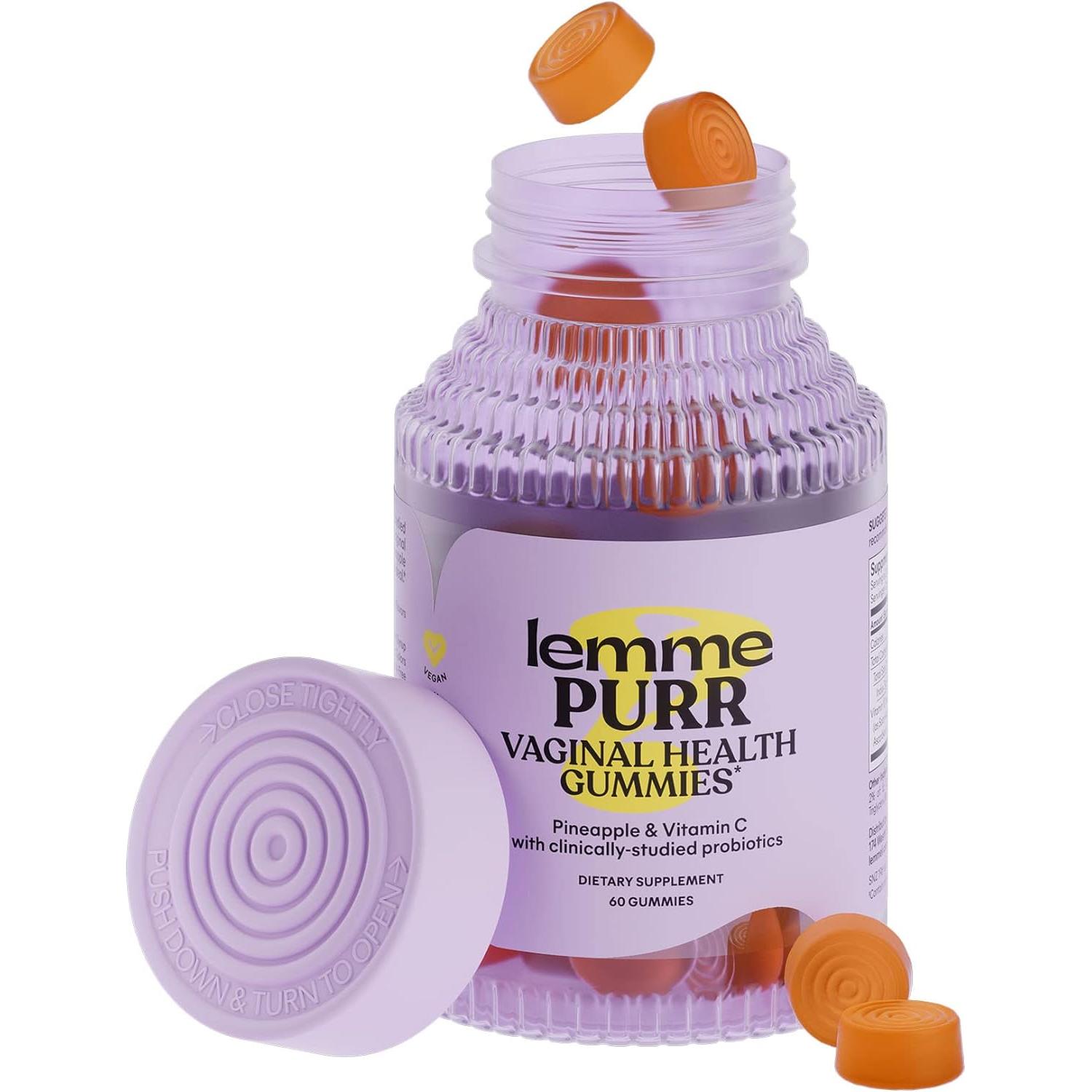 Lemme Purr Vaginal Probiotic Gummies for Women - Tasty Pineapple (60 Count)