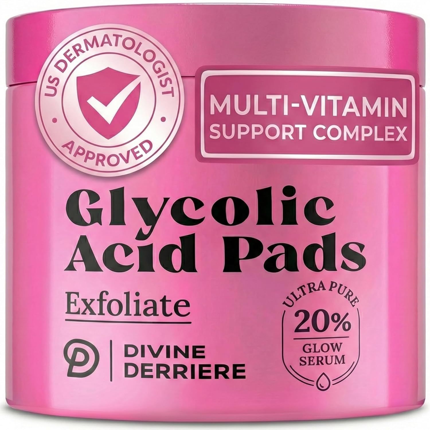 Divine Derriere Spa Strength Exfoliating Pads with Glycolic Acid 20% AHA - 50ml