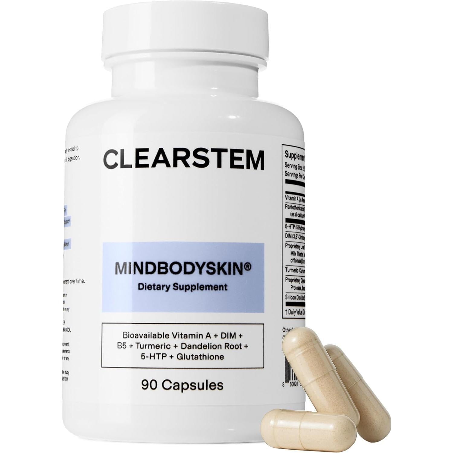 CLEARSTEM MIND·BODY·SKIN® Vitamin (with 5-HTP) – 90 Capsules | Hormonal Acne Relief, Mood Support & Clear Skin from Within