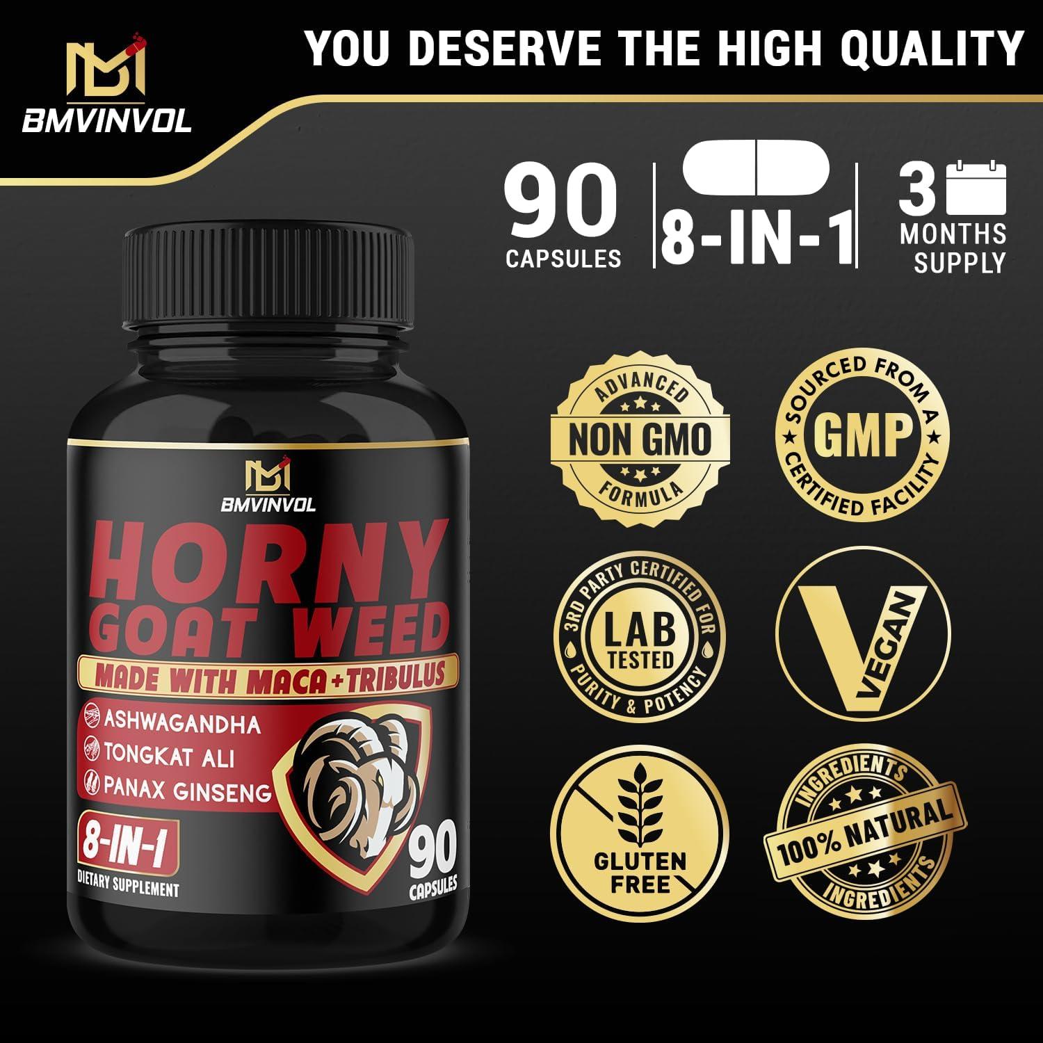 Horny Goat Weed Capsules - 7000Mg Herbal Equivalent - 3 Months Supply (90 Capsules)