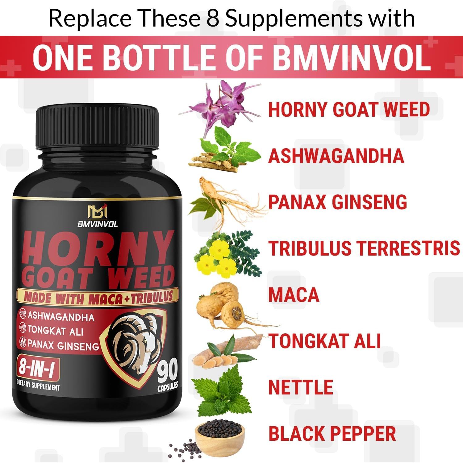 Horny Goat Weed Capsules - 7000Mg Herbal Equivalent - 3 Months Supply (90 Capsules)