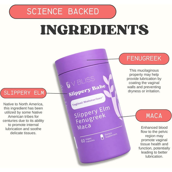 V Bliss Slippery Babe Vaginal Moisture – 60 Capsules | Fast-Acting Natural Hydration Support