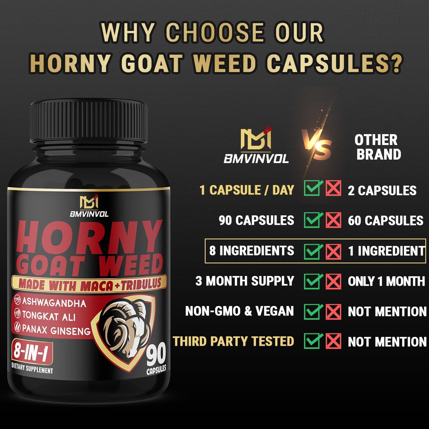 Horny Goat Weed Capsules - 7000Mg Herbal Equivalent - 3 Months Supply (90 Capsules)