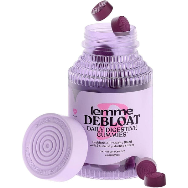 Lemme Debloat - Digestive & Gut Health Gummies 3 Billion Cfus - Vegan, Gluten Free, Non GMO, Blackberry Flavor (60 Count) - Glam Global UKLemme