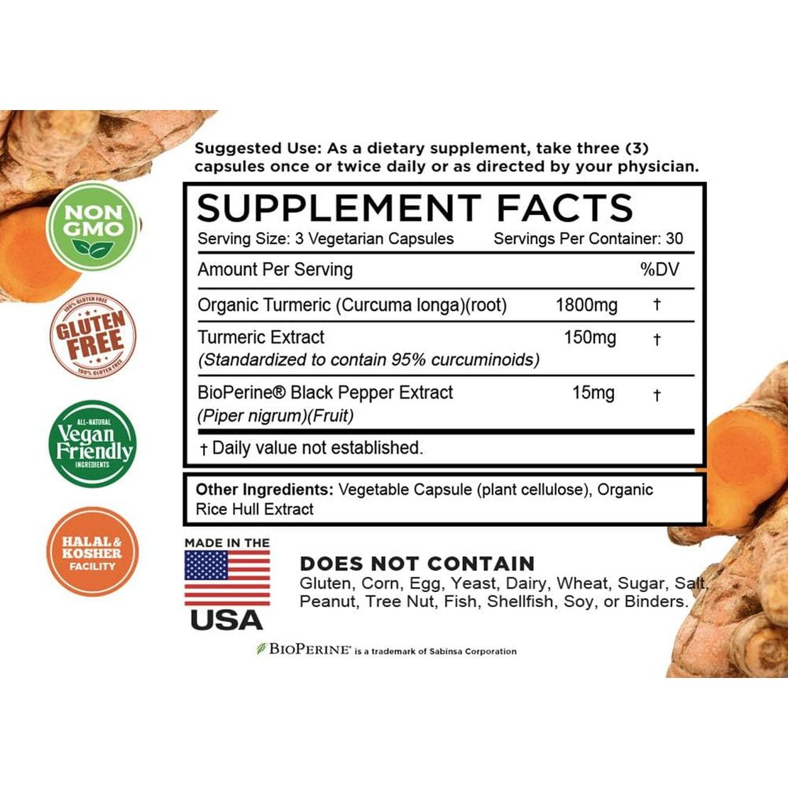 FarmHaven Turmeric Curcumin – 90 Capsules | 1965mg High-Potency Joint, Heart & Brain Support with BioPerine®