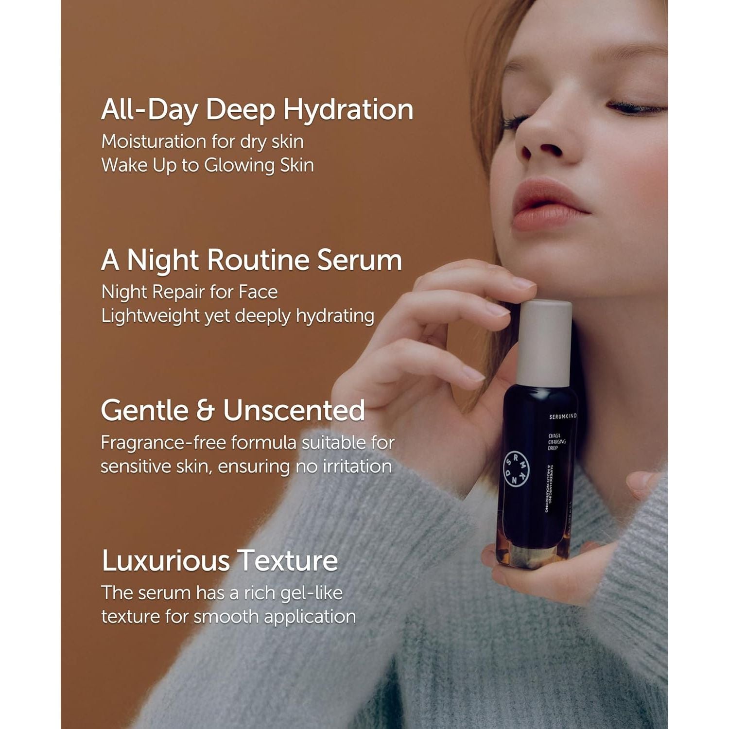 SERUMKIND Chaga Mushroom Serum for Face - Betaine Moisture Boost + Chaga-Derived Beta Glucans - Deep Hydration for Extremely Dry Skin - Korean Skincare - Vegan & Cruelty-Free – 1.01 Fl.Oz.