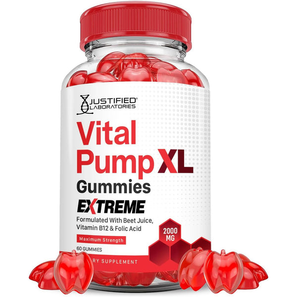 Justified Laboratories Vital Pump XL Gummies Extreme – 60 Gummies | 2000mg Apple Cider Vinegar + B12 & Beetroot for Energy & Performance