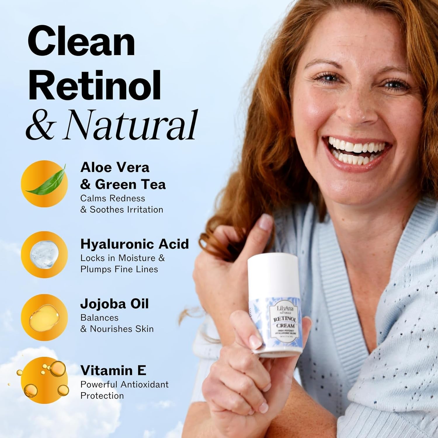 LilyAna Naturals Anti-Aging Retinol Day and Night Cream – 48ml | Smooths Wrinkles, Evens Tone & Firms Skin