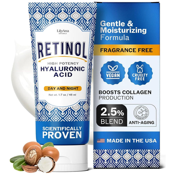 LilyAna Naturals Anti-Aging Retinol Day and Night Cream – 48ml | Smooths Wrinkles, Evens Tone & Firms Skin