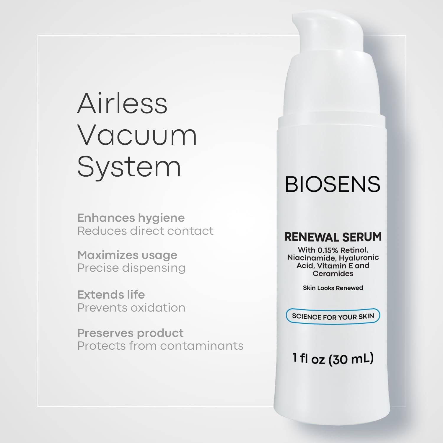 BIOSENS Renewal Serum – 30ml | Retinol + Niacinamide for Smooth, Even, Youthful Skin