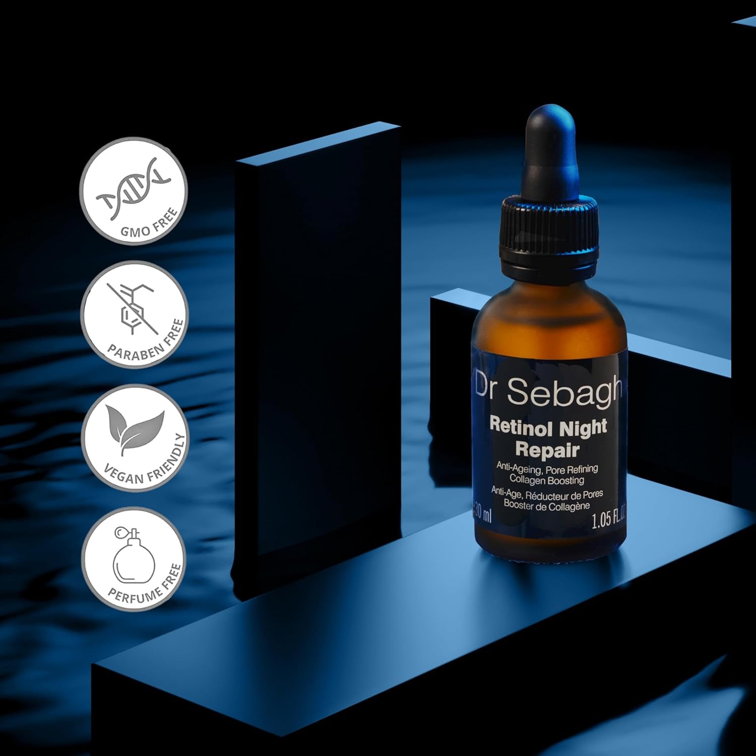 Dr Sebagh Retinol Night Repair – 30ml | High-Strength Overnight Serum for Radiance, Firmness & Dark Spot Correction