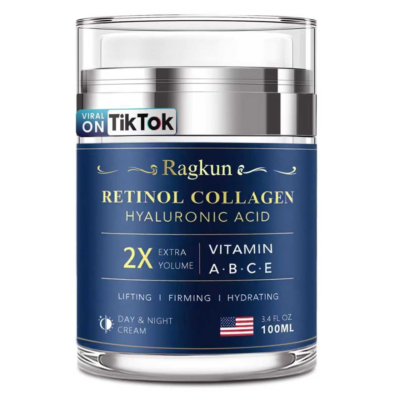 Ragkun Retinol Collagen Hyaluronic Acid Day & Night Cream – 100ml | Anti-Aging, Firming & Hydrating
