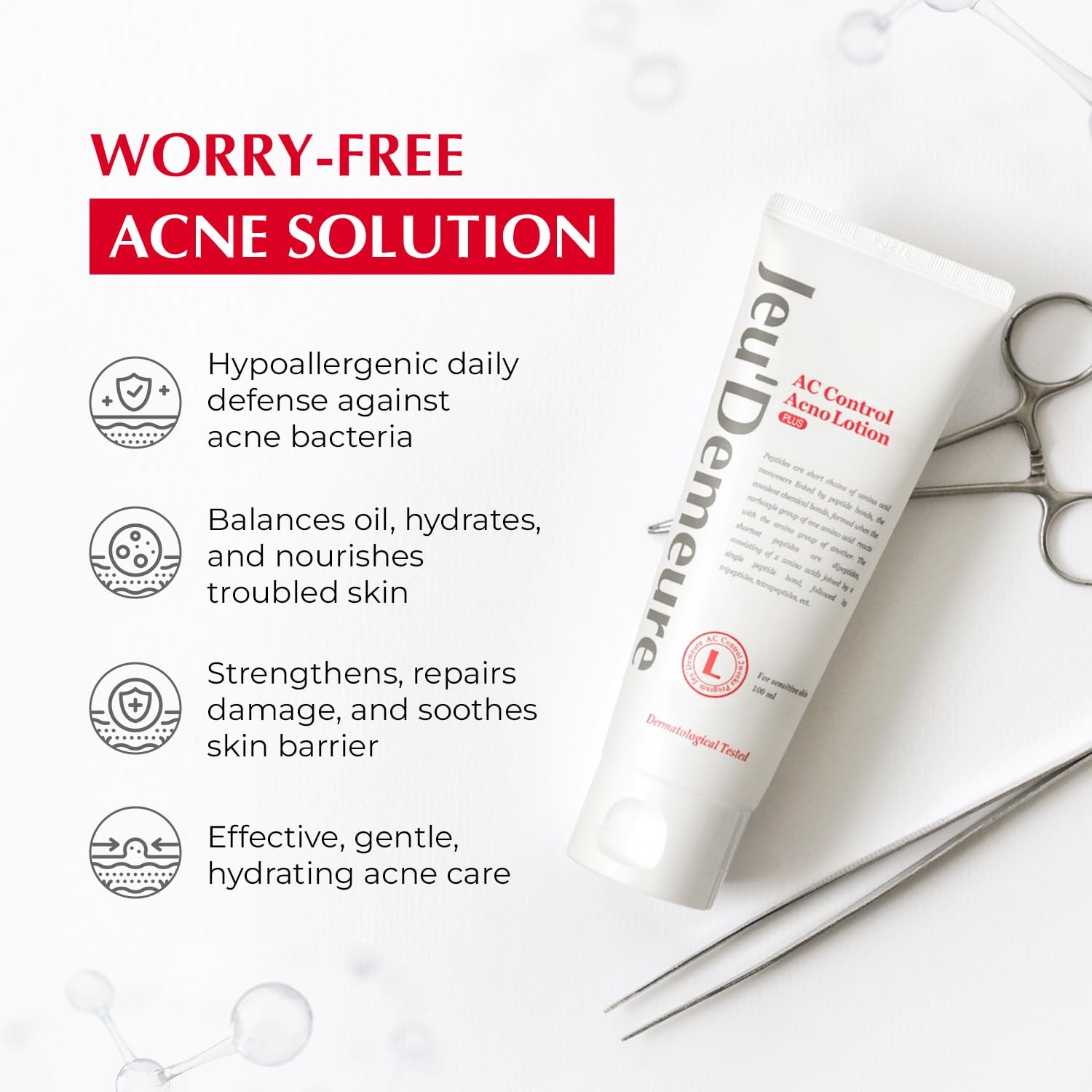 JEU'DEMEURE AC Control Acno Lotion Plus – 75ml | Peptide-Infused Acne & Redness Control