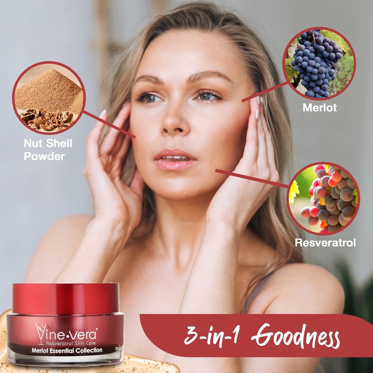 Vine Vera Resveratrol Merlot Essential Collection Peeling Gel – 50ml | Gentle Anti-Ageing Exfoliator with Resveratrol & Nut Shell Powder