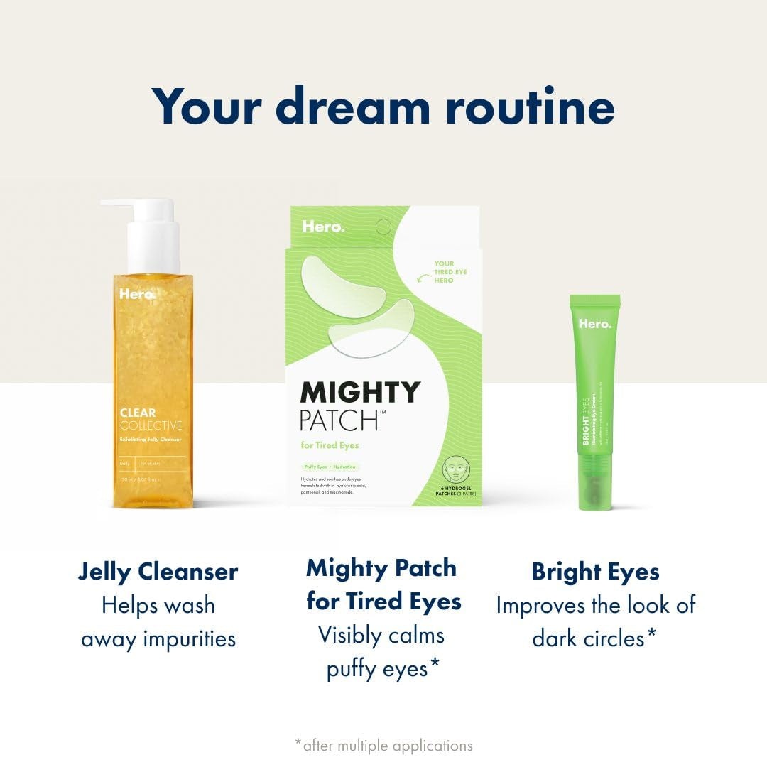  HERO COSMETICS Mighty Patch™ for Tired Eyes – 6 Patches | Hydrogel Eye Patches with Niacinamide, Hyaluronic Acid & Panthenol