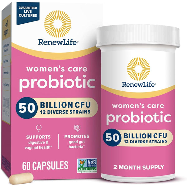 Renew Life Women's Care Probiotic – 60 Capsules | 50 Billion CFU for Vaginal, Digestive & Immune Health