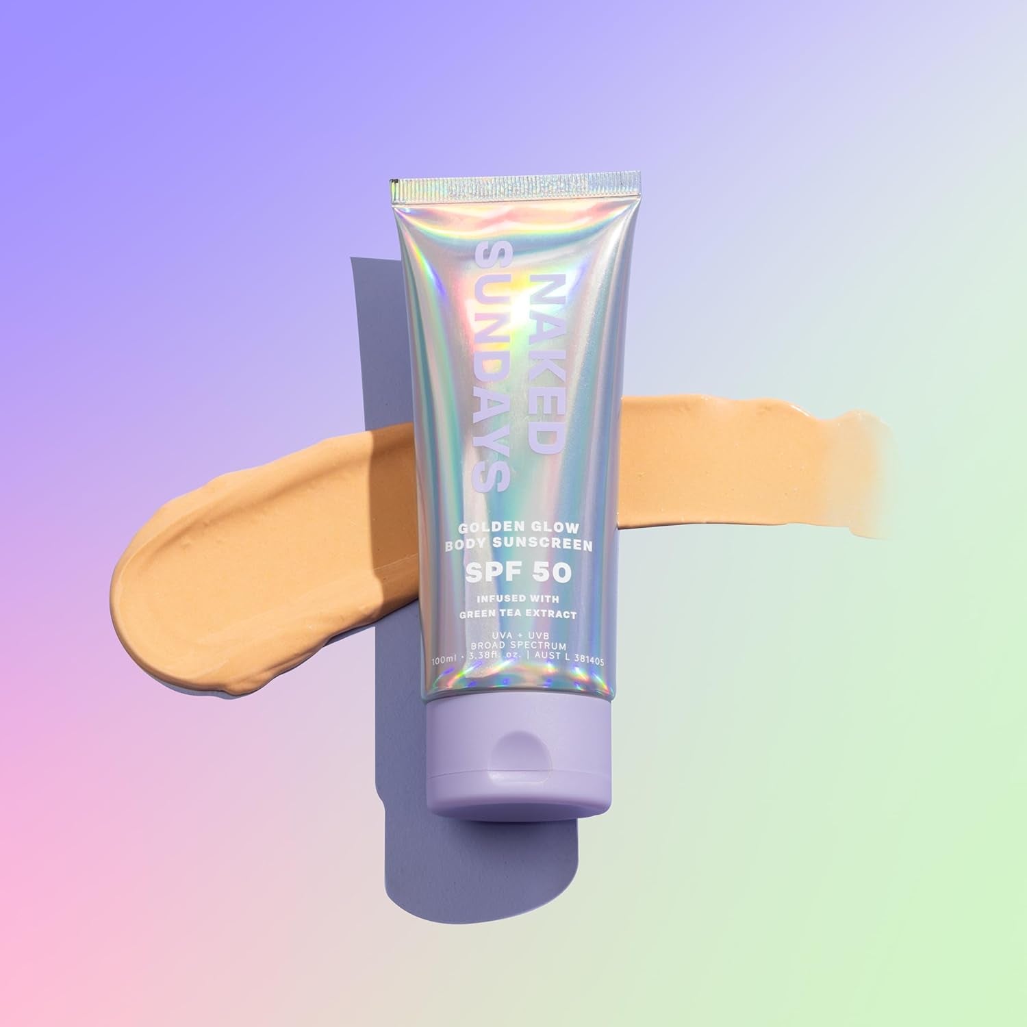Naked Sundays Golden Glow Body Sunscreen SPF50 – 100ml | Radiant, Firming & Fragrance-Free Sun Protection