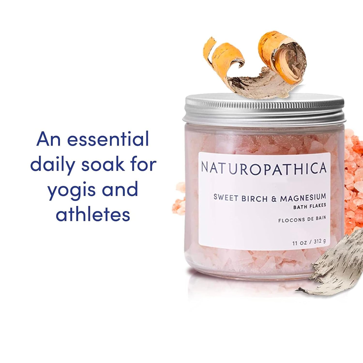 Naturopathica Sweet Birch & Magnesium Bath Flakes – 312g | Relaxing Muscle Relief & Stress Support