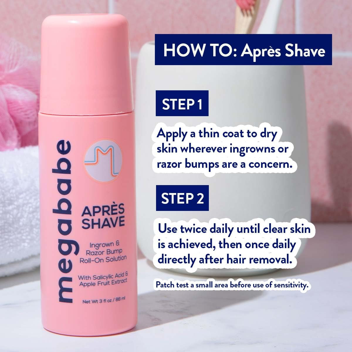 Megababe Après Shave Ingrown & Razor Bump Roll-On Solution – 88ml | Award-Winning Ingrown Hair Treatment for Smooth, Bump-Free Skin