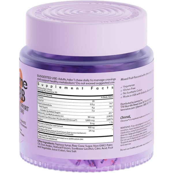 Lemme CURB Cravings Support Soft Chews – 30 Individually Wrapped | Control Appetite, Boost Metabolism & Energy