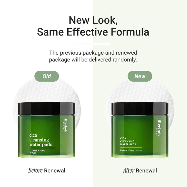 Meebak Cica Cleansing Water Pads – 80 Pads | Gentle Exfoliation & Soothing Makeup Remover