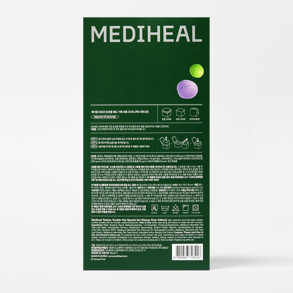 MEDIHEAL Teatree Trouble Toner Pad, Disney Pixar Edition – 200 Pads (100 + 100 Refill) | Calming & Oil-Control Care