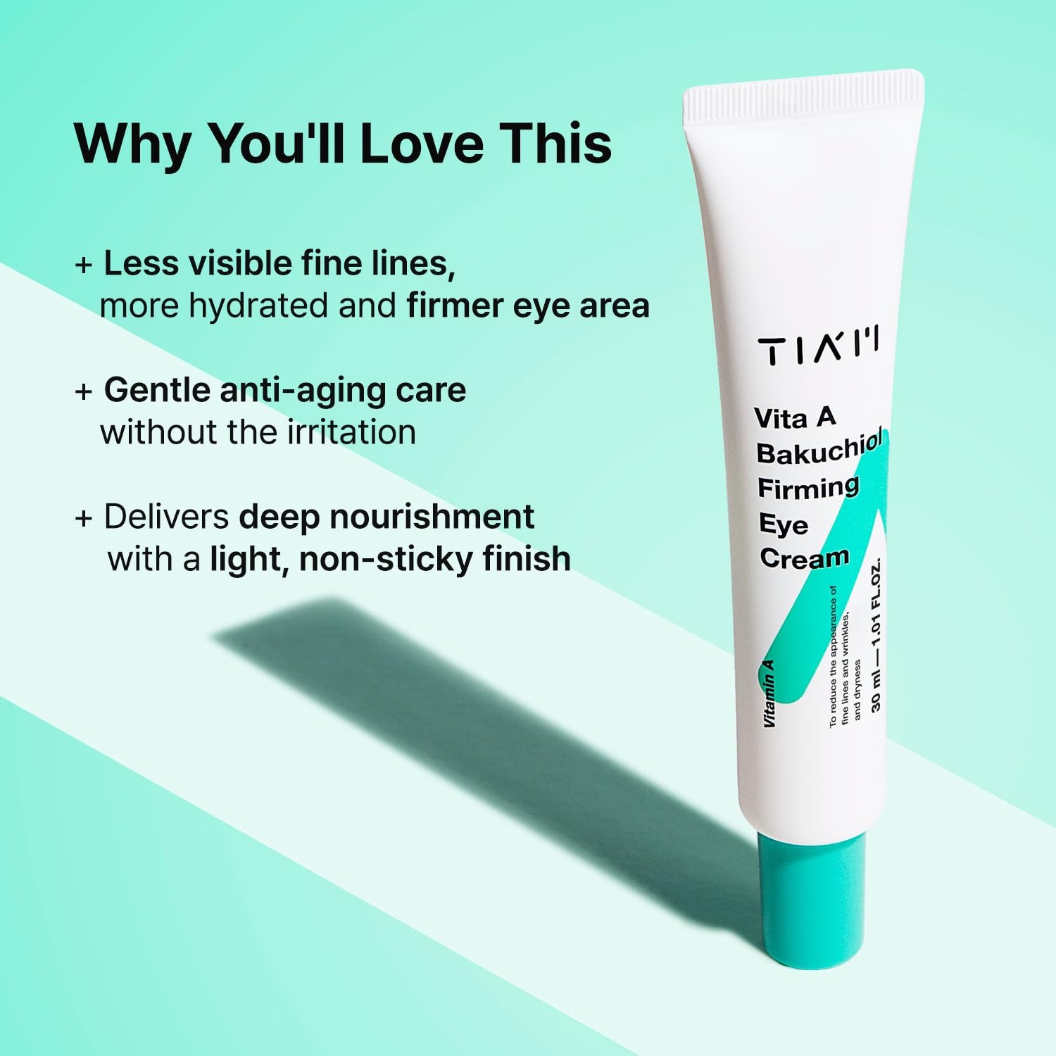 TIA'M Vita A Bakuchiol Firming Eye Cream – 30ml | Anti-Aging, Puffiness & Dark Circles