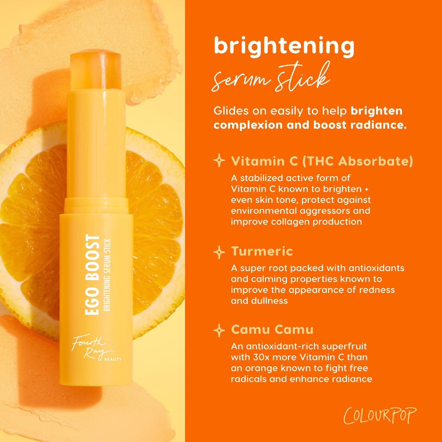 ColourPop Ego Boost Brightening Serum Stick – 7g | Vitamin C Glow-On-The-Go