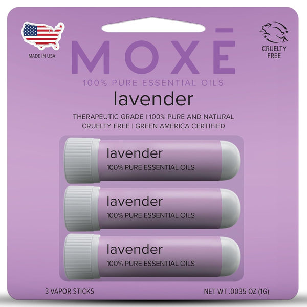MOXE Lavender 100% Pure Essential Oil Inhalers – 3 Vapor Sticks | On-the-Go Stress Relief & Aromatherapy