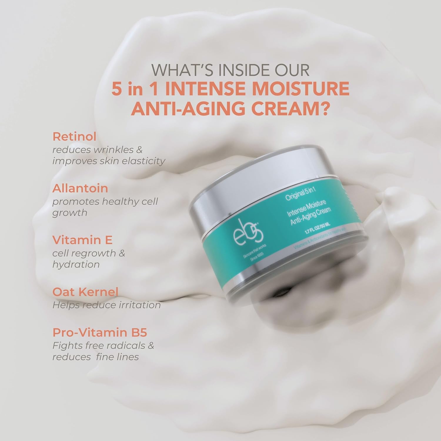 eb5 Intense Moisture Anti-Aging Cream – 120ml | Firming, Hydrating Wrinkle Cream for Youthful Skin