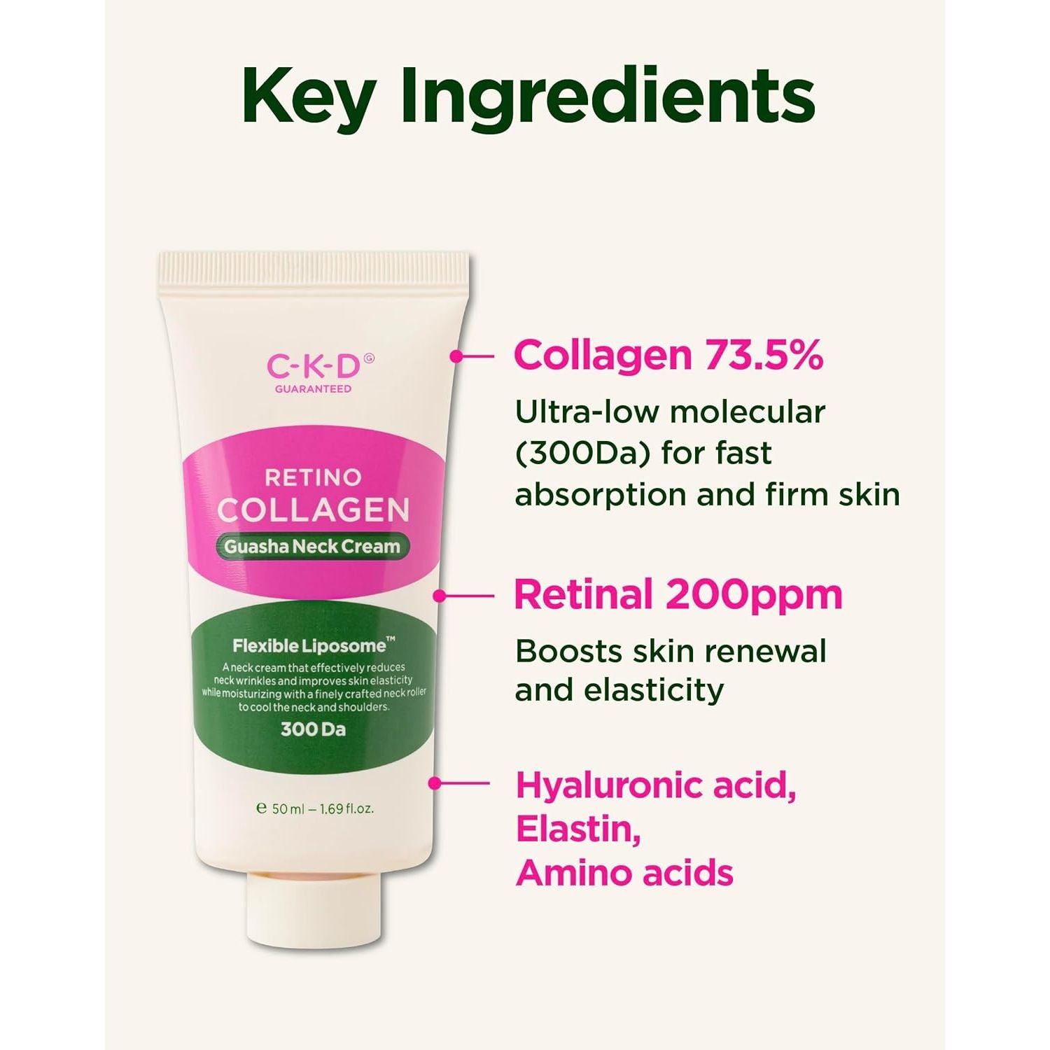 CKD Guaranteed Retino Collagen Gua Sha Neck Cream (Refill) – 50ml | Lifting & Firming Neck Care with Retinol & Collagen