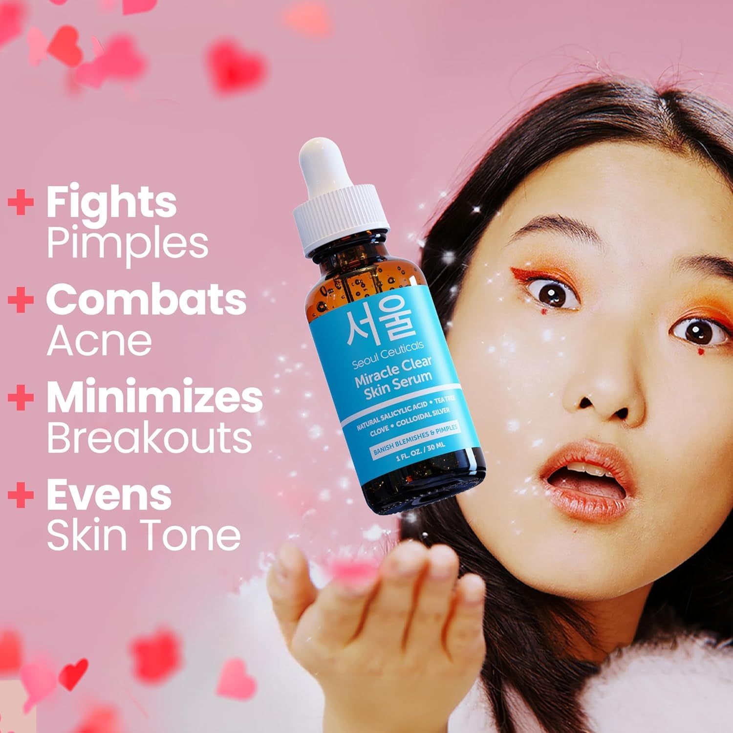SeoulCeuticals Miracle Clear Skin Acne Serum – 30ml | Natural Salicylic Acid + Tea Tree for Clear, Balanced Skin