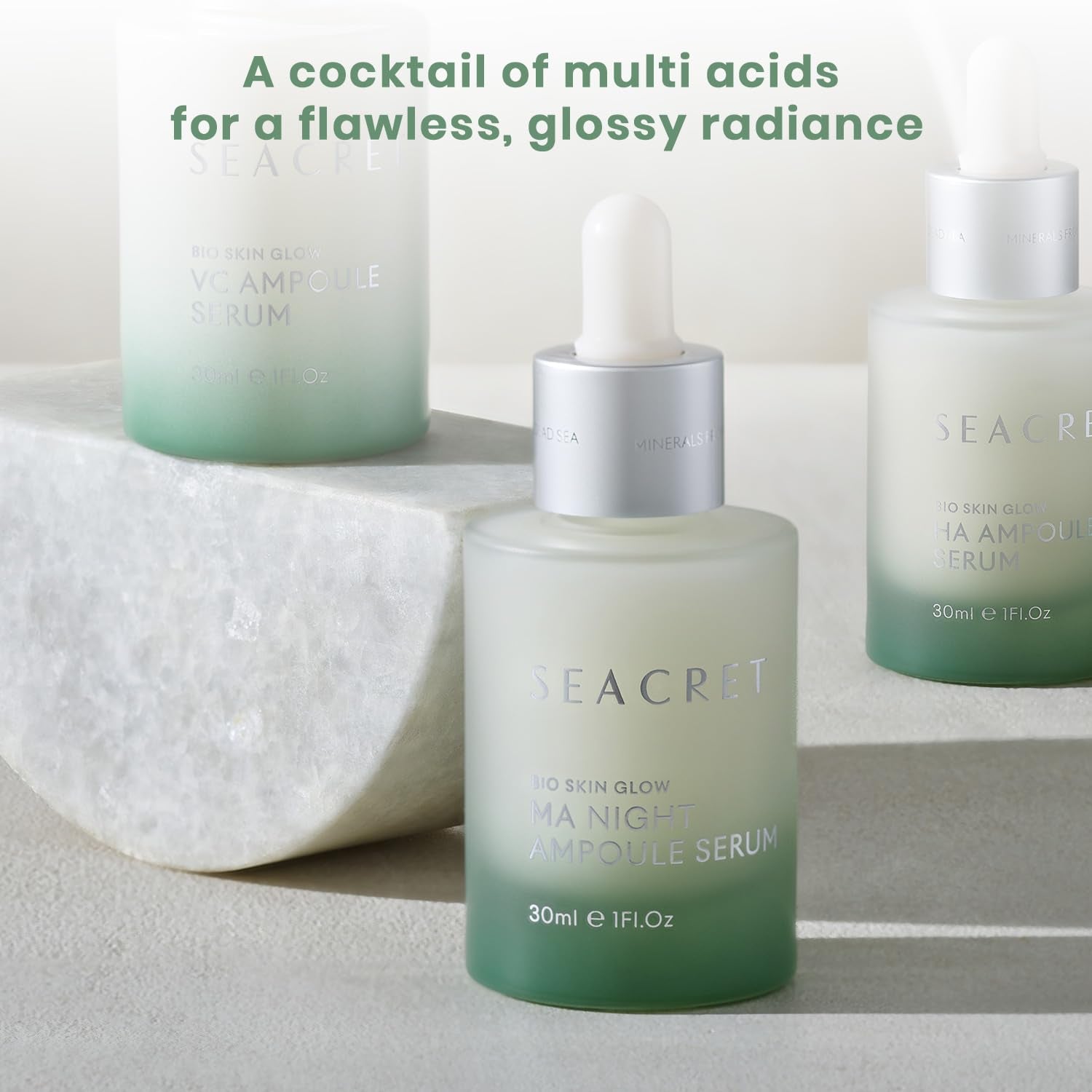 SEACRET MA Night Ampoule Serum – 30ml | Multi-Acid Overnight Glow Booster for Radiant, Youthful Skin