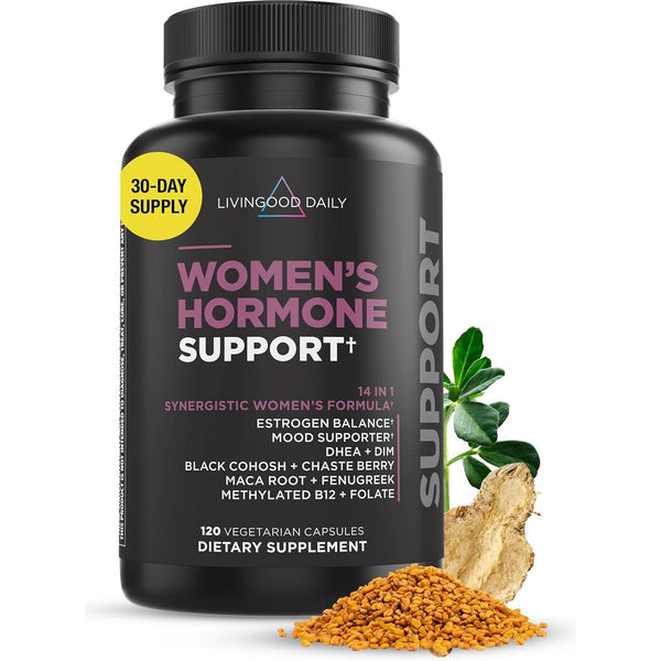Livingood Daily Women's Hormone Support+ – 120 Capsules | 14-in-1 Formula for Hormonal Balance & Well-Being
