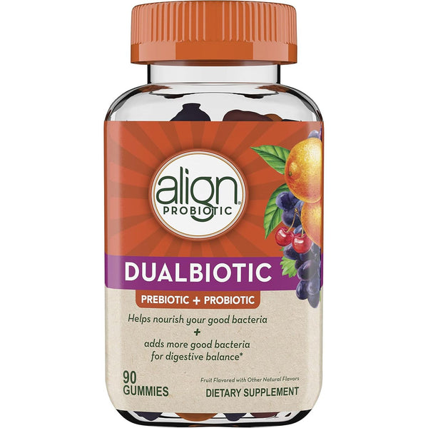 Dualbiotic, Prebiotic + Probiotic for Women and Men, Help Nourish and Add Good Bacteria for Digestive Support, Natural Fruit Flavors, 90 Gummies