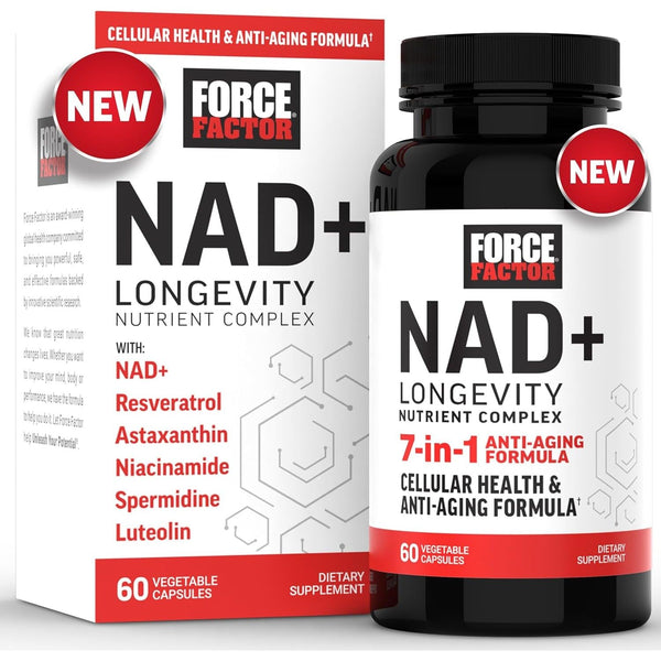 Force Factor NAD+ Longevity Nutrient Complex – 60 Capsules | 7-in-1 Anti-Aging & Energy Formula