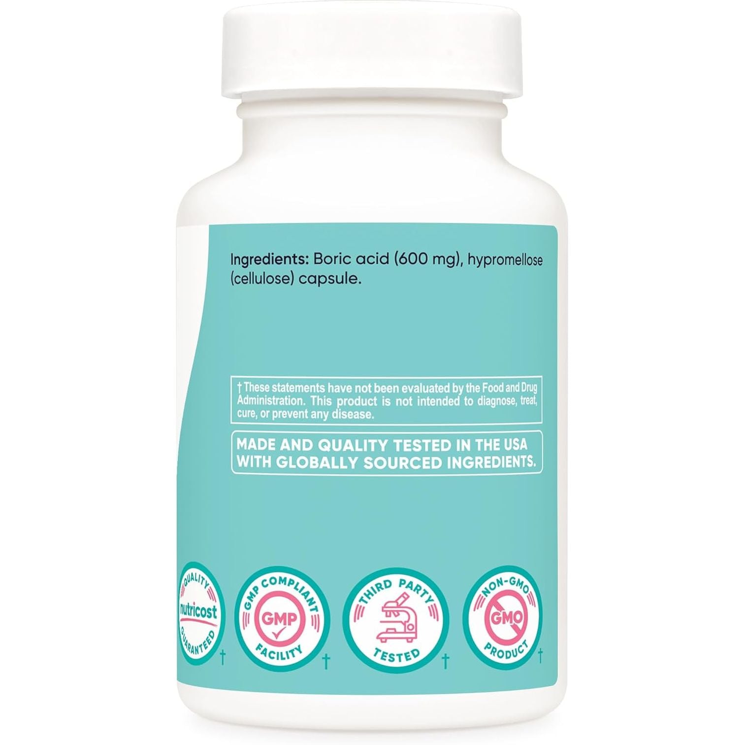 Nutricost Boric Acid Vaginal Suppository – 60 Capsules | 600mg Natural Feminine pH Support & Odor Control