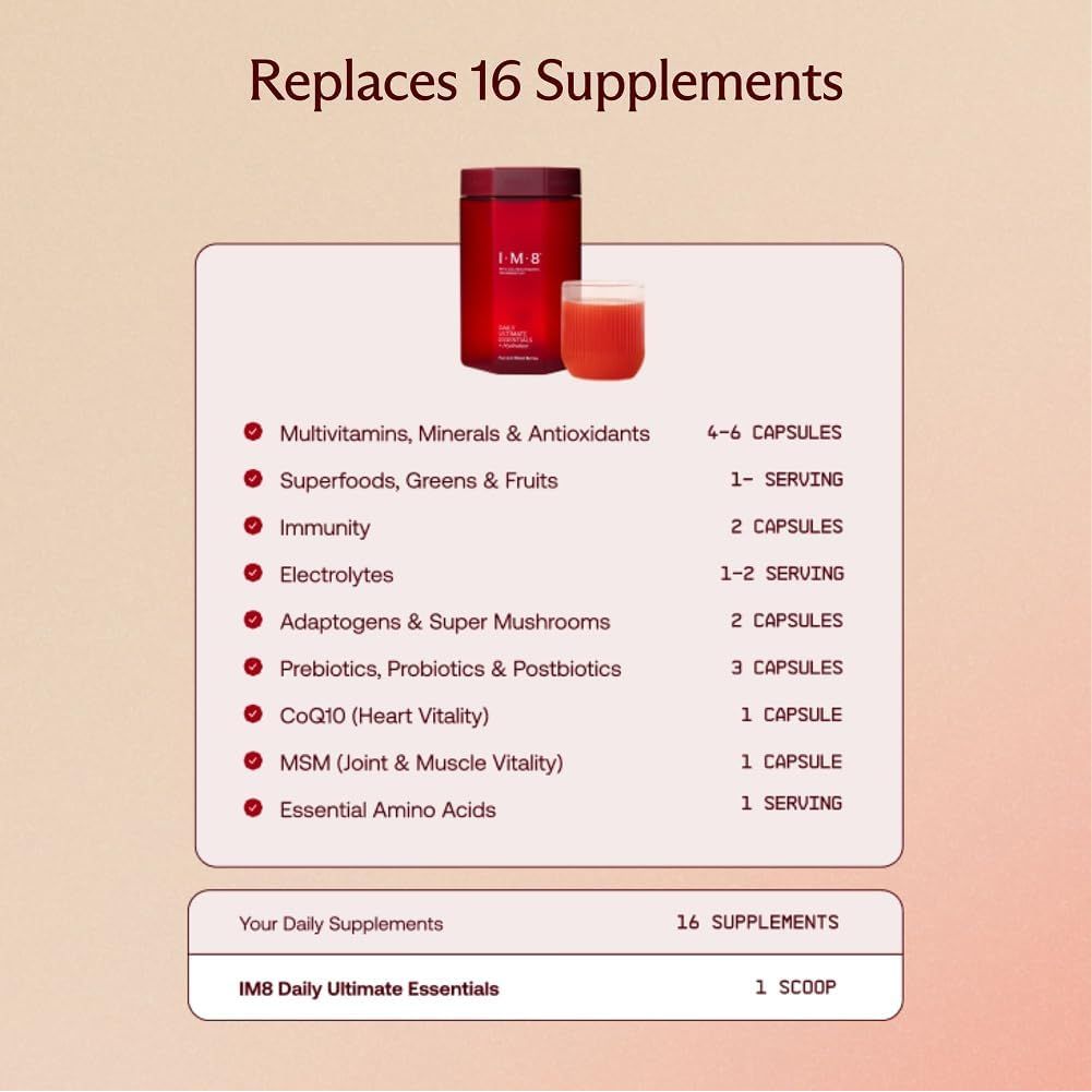 IM8 Daily Ultimate Essentials All-In-One Multivitamin Supplement (30 Servings, Starter Kit - Scoop + Tumbler Included)