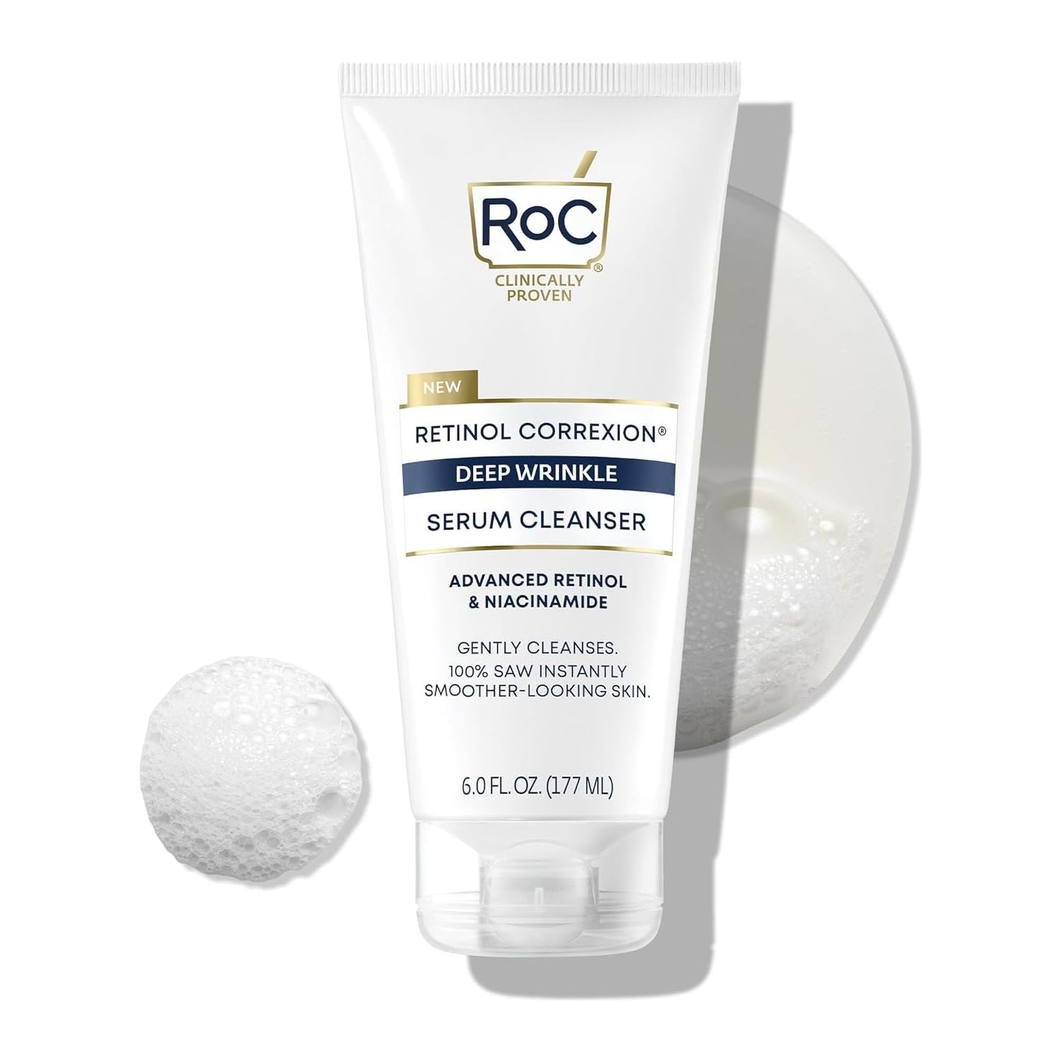 RoC New Retinol Correxion Deep Wrinkle Serum Cleanser – 177ml | Gentle Retinol Cleanser for Smoother, Firmer, Youthful-Looking Skin