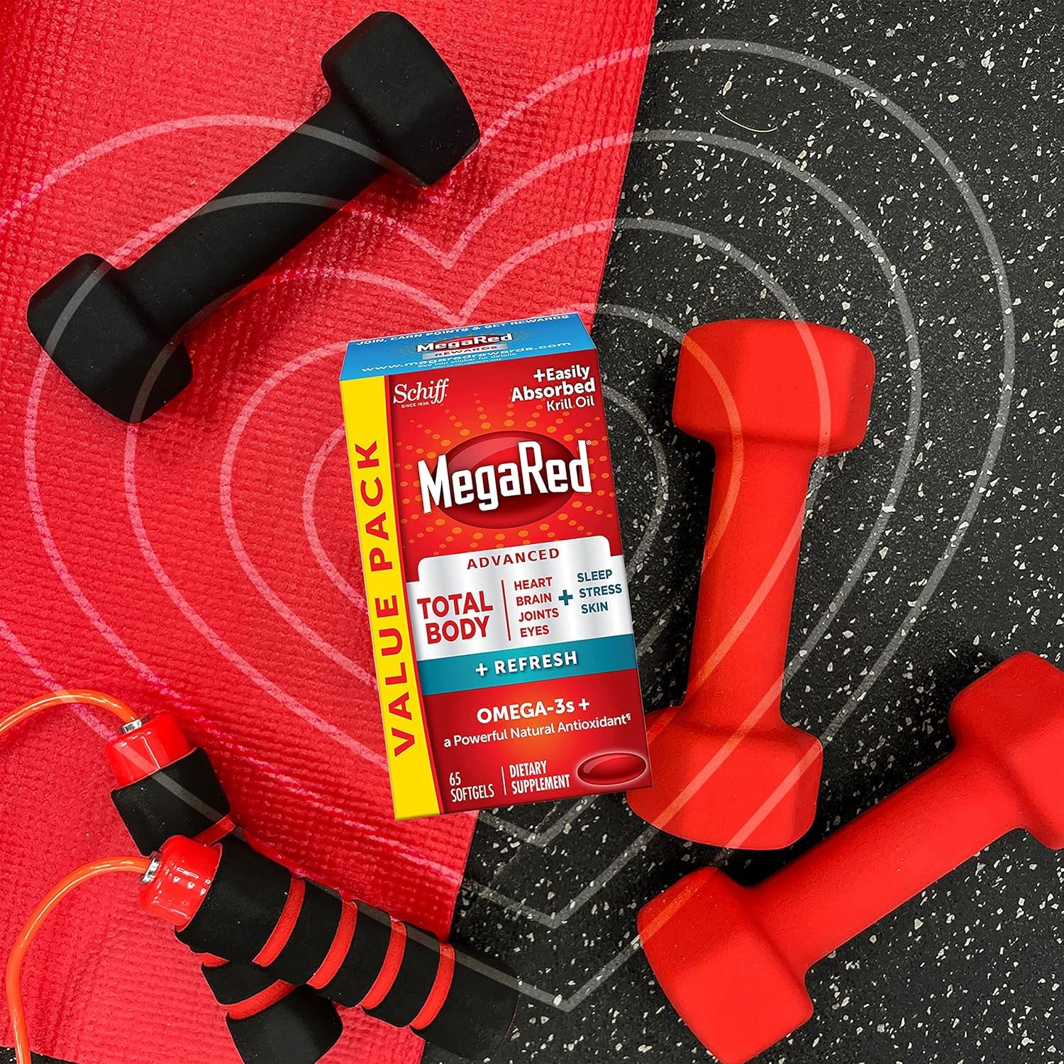 Omega-3 Blend Total Body + Refresh 500Mg Softgels, (65 Count in a Bottle), Easily Absorbed Krill Oil, to Support Your Heart, Joints, Brain & Eyes