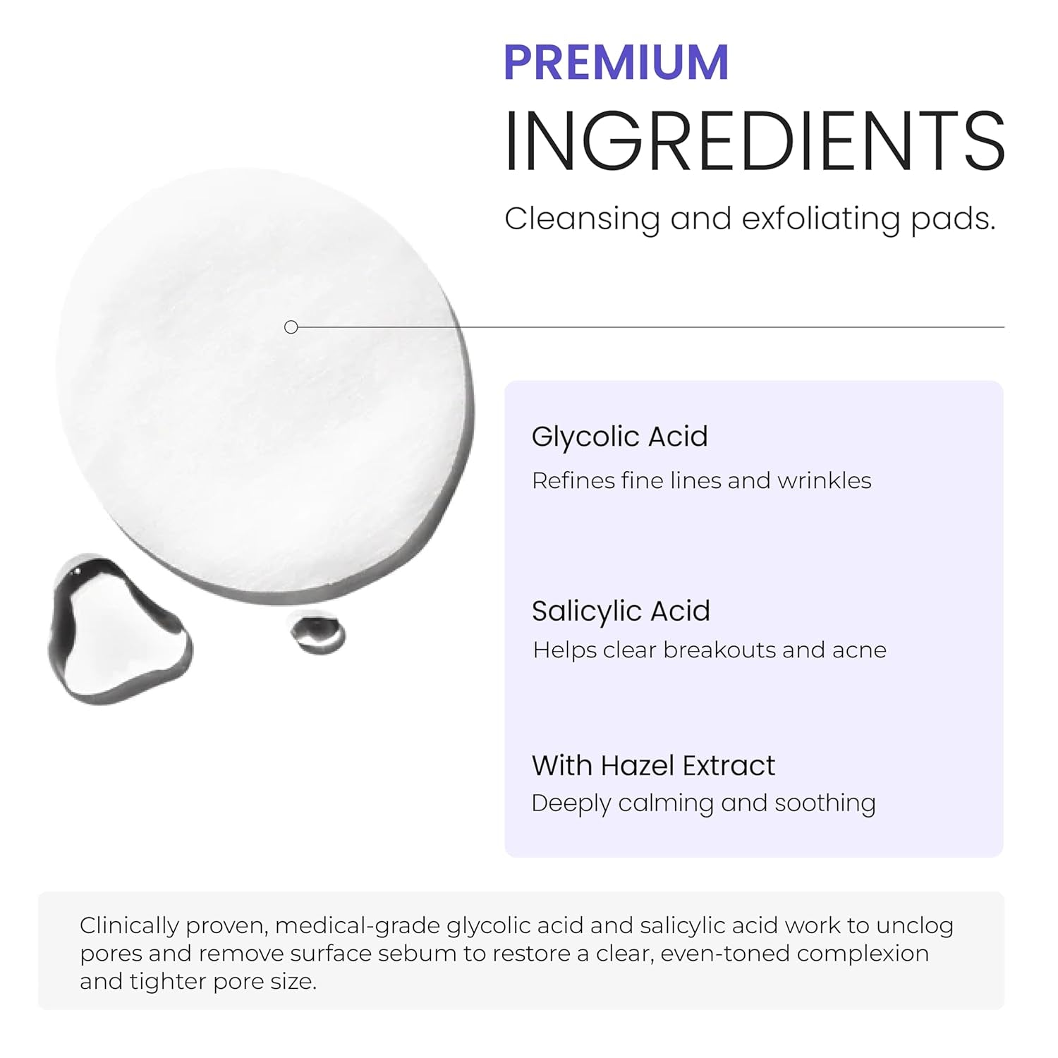 NOVA DERM INSTITUTE Face Forward Exfoliating Cotton Pads – 60 Pads | Daily Resurfacing & Pore-Refining Toner Pads