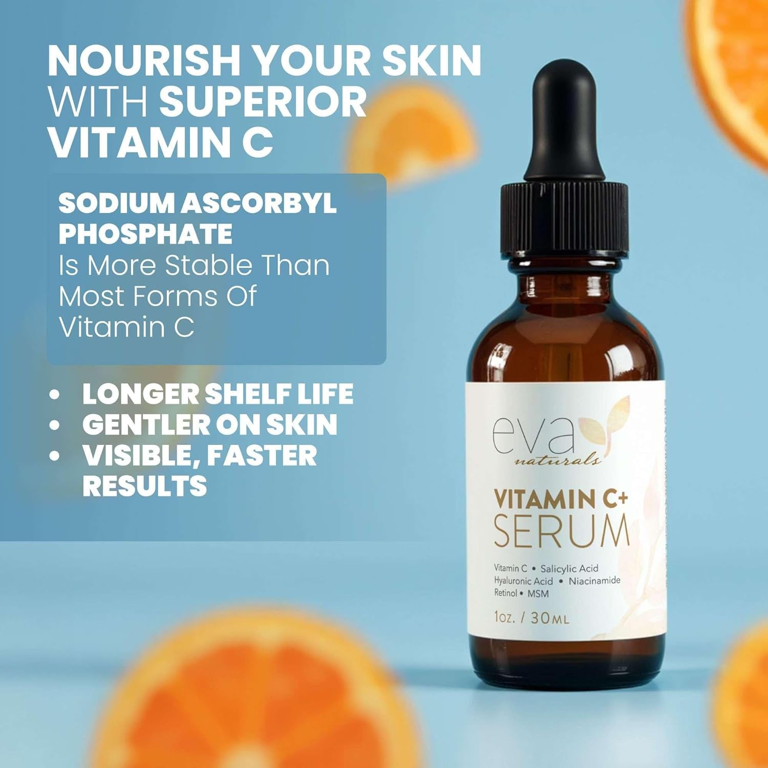 Eva Naturals Vitamin C+ Serum – 30ml | Brightening, Anti-Aging & Acne Care