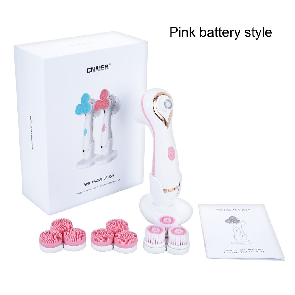3-in-1 Sonic Facial Cleansing Brush – Rechargeable Silicone Face Cleanser & Blackhead Removal Device with 3 Brush Heads