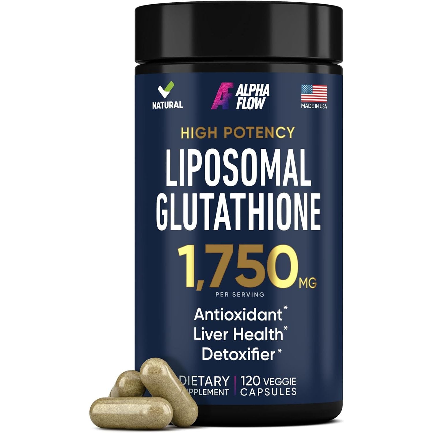 Liposomal Glutathione Supplement 1000MG + 750MG- Glutathione Liposomal with VIT C + Phospholipid Antioxidant Complex - Liver Detox and Immune Support Supplement - 120 Caps - Powder&Liquid Alternative