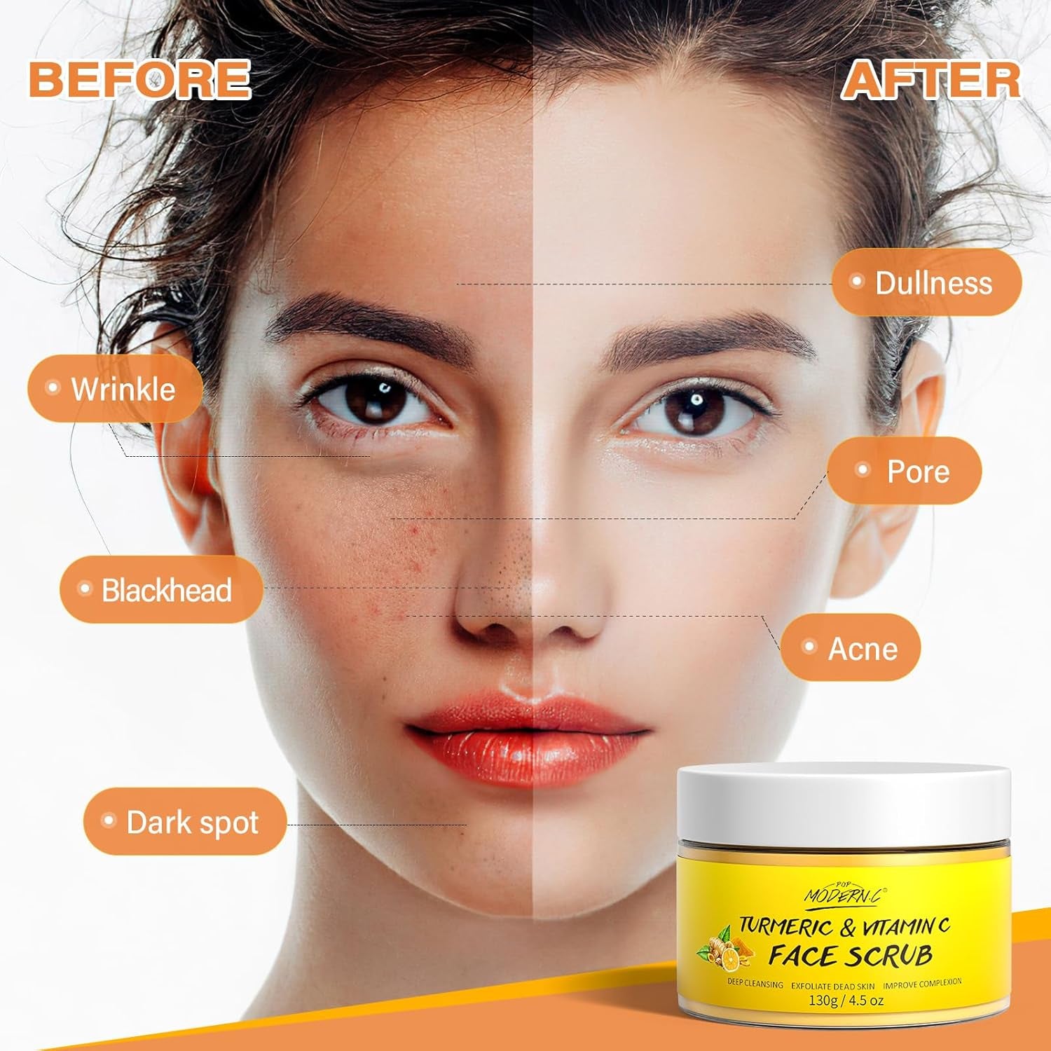 POP MODERN.C Turmeric & Vitamin C Face Scrub – 130g | Brightening, Exfoliating & Pore Cleansing
