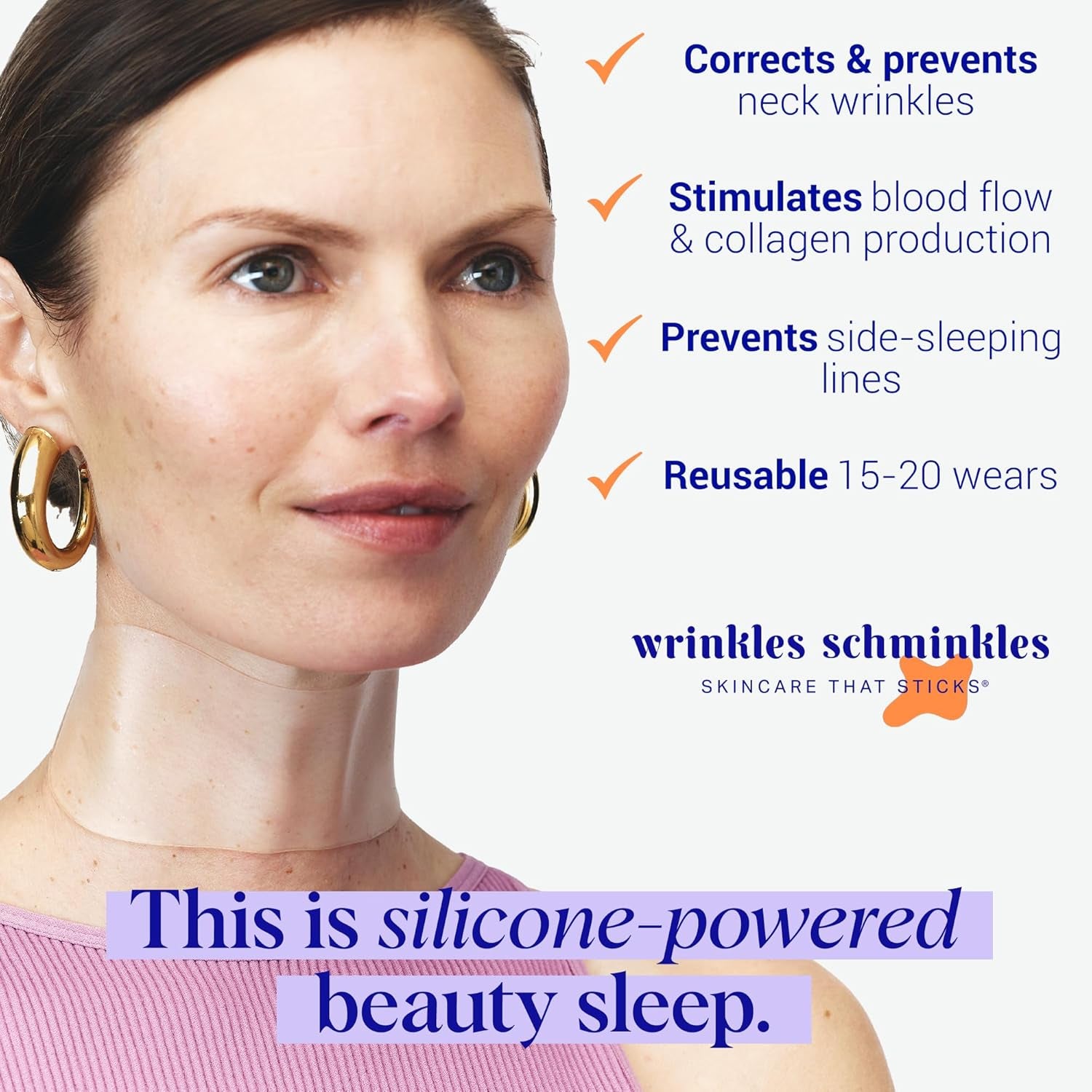 Wrinkles Schminkles Neck Wrinkle Patch – 1 Pack | Reusable Medical Grade Silicone for Neck Lines & Tech Neck