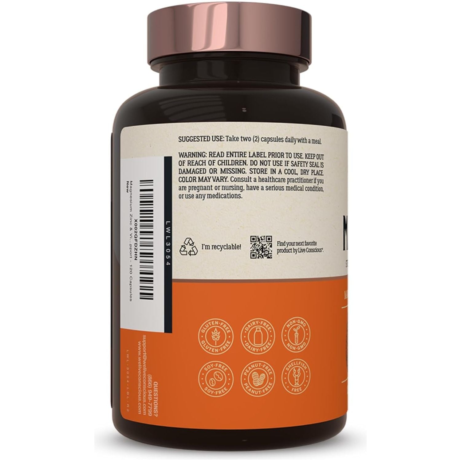 Live Conscious MAGWELL – 120 Capsules | 3-in-1 Advanced Formula for Bone, Immune & Heart Health